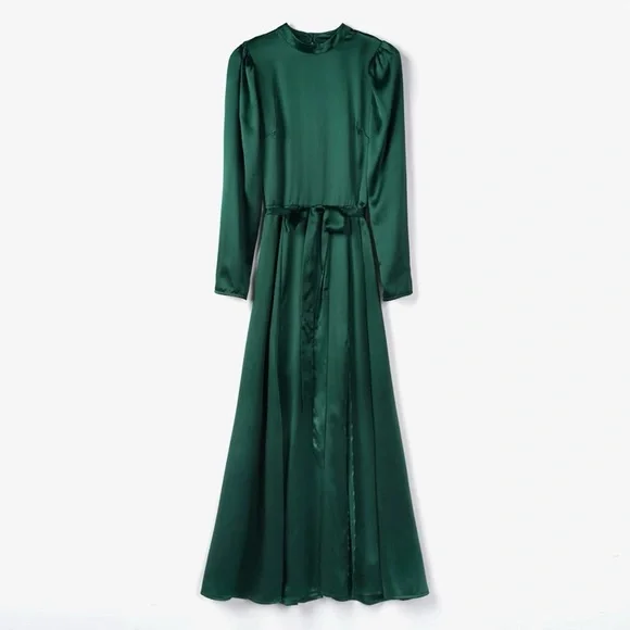 Reformation Julius Silk Dress In Forest, NWOT, NEVER WORN, NO FLAWS. - Picture 5 of 10